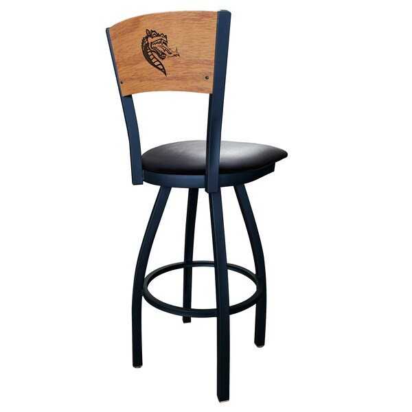 36 Blk Wrinkle UAB Swivel Bar Stool,Laser Engraved Back